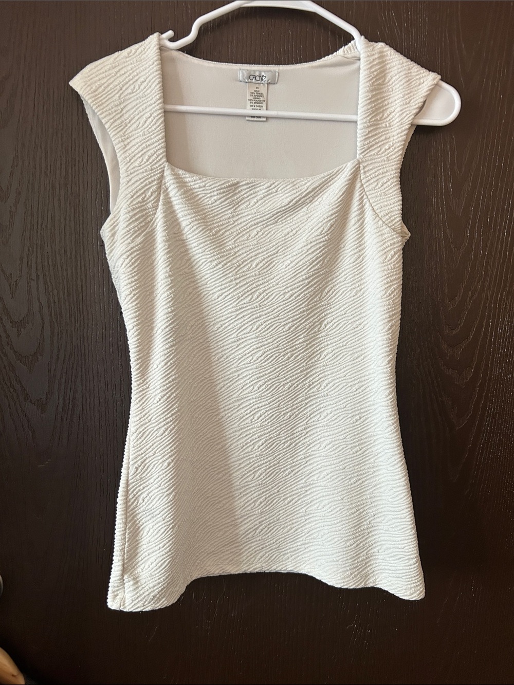 Cache White Textured Square Neck Sleeveless Lined Crinkle Knit Tank Top: XS